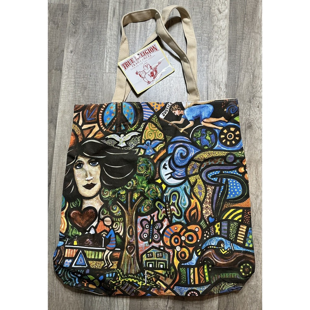 True Religion Fragrance Canvas Tote Bag World Tour Justice Art Daniel Cascardo